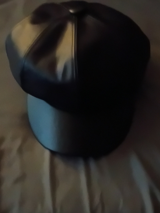 Accessories - Black Faux Leather Newsboy Cap